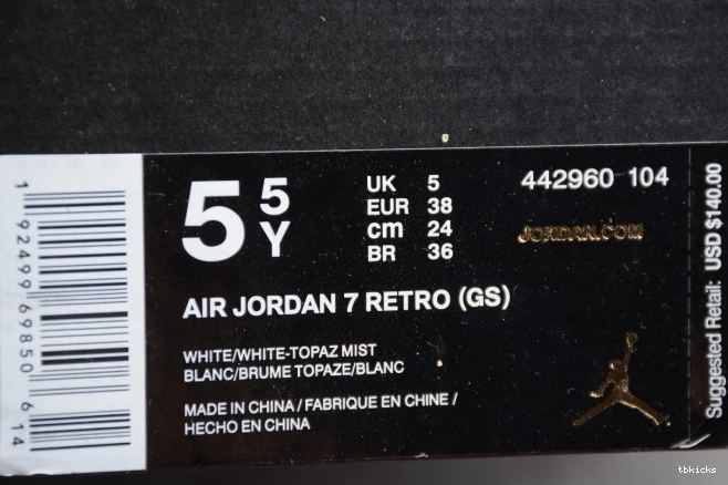 Cheap TB (GS) Retro Topaz 442960-104 Jordan 7 Air Mist 0709